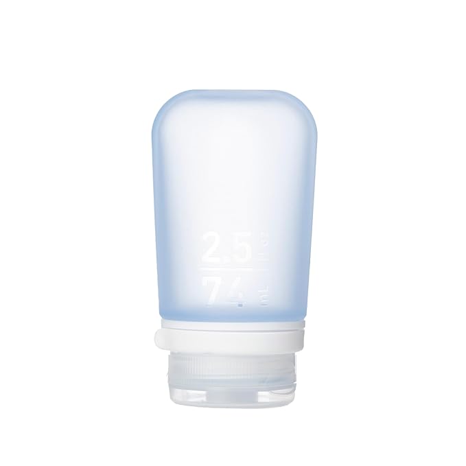humangear GoToob+ (Medium) | Refillable Silicone Travel Bottle | Locking Lid | Food-Safe Material | Blue, Medium (2.5 fl.oz.; 74ml)