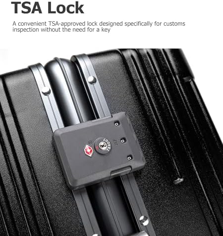 feilario Aluminium Frame PC Hard Shell Spinner Wheels Luggage,20.8"X15"X8.7 Airline Approved Built-In TSA lock Carry on Suitcase, with Cup Holder, USB Port, Phone Holder