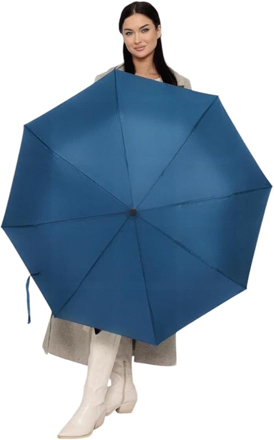 Windproof Travel Umbrella - Compact, Light, Full Automatic Open/Close - Folding Backpack Umbrella for Rain & Sun UV Preotection For Men & Women, Unbreakable 8 Fiberglass Ribs UK Design