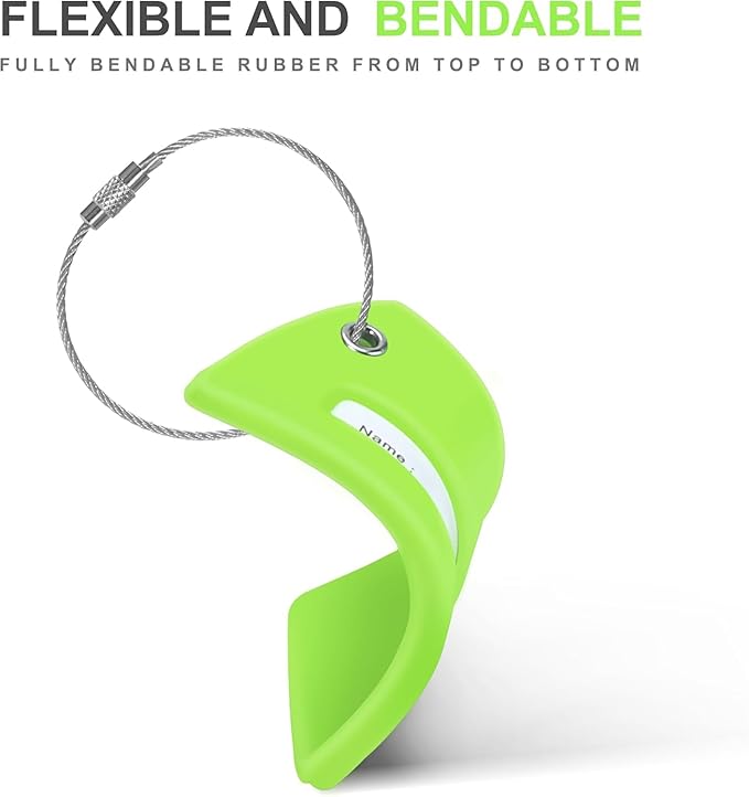 Gostwo 2 Pack Silicone Luggage Tags for Suitcases, 26 Initial Letter Baggage Labels Handbag School Bag Suitcase Instrument Tag with Stainless Steel Loop(Green)(Letter I)