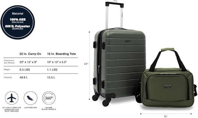 Wrangler Smart Spinner Hardside Luggage, 2 Piece Set, Deep Depths