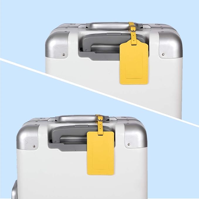 Vigorport Leather Personalized Suitcase Tag Set Luggage Id Tags Labels Travel Accessories - Set of 4