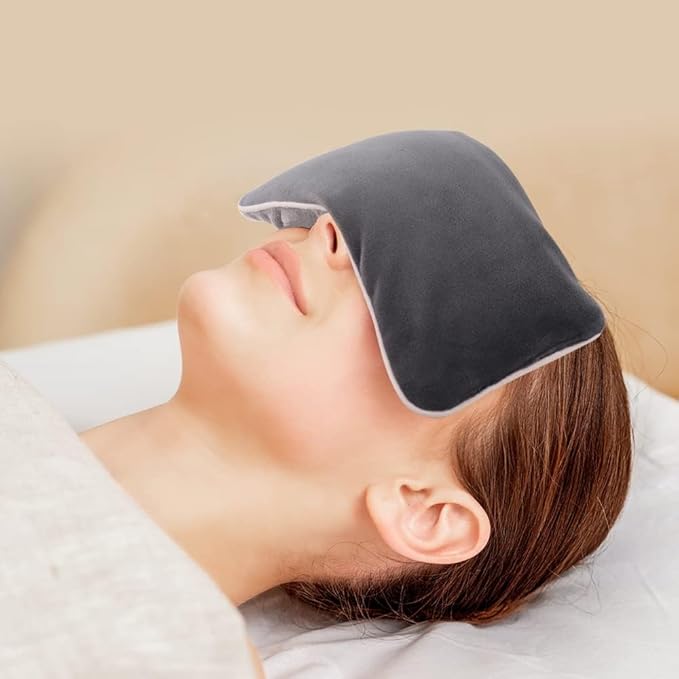 Unscented Weighted Eye Pillow for Yoga, Microwavable Moist Heat Eye Compress Mask with Washable Cover for Relaxation, Sleeping, Meditation, Yoga, Spa, Migraine Relief