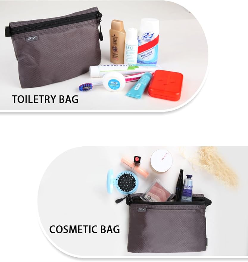 GOX Small Toiletry Bag for Men Bulk Cosmetic Bag Dopp Kit Carry On Zipper Pouch Organization Nylon Packing Sack Wate Repellent(Grey)