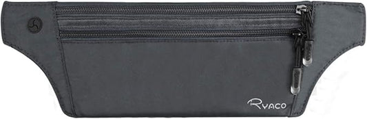 Ryaco Money Belt, Slim Passport Holder RFID Blocking Hidden Wallet Travel Essentials Pouch for Women Men With Adjustable Strap Waist Bag to Protect Cash, Credit Cards and Documents