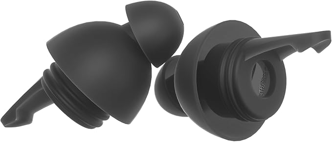 LYSIAN High-Fidelity Concert Ear Plugs for Drummers, Festivals, Party & Raves, Ergonomic Snug Fit Reusable Musician Earplugs, 2 Pairs Black -23dB Noise Reduction
