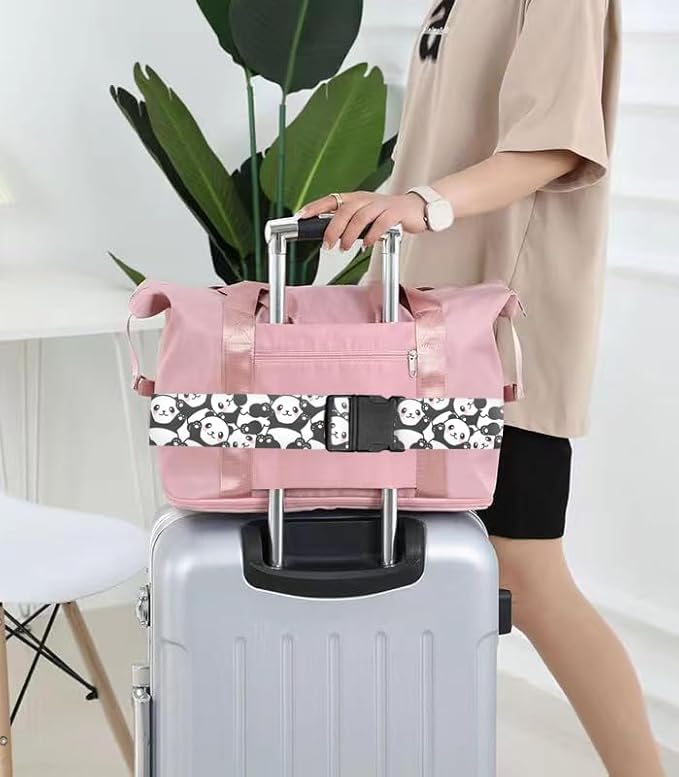 Luggage Straps for Suitcases Travel Belt Accessories, Cute Suitcase Strap, Adjustable Luggage Belt Strap, Heavy Duty with Quick-Release Buckle Luggage Strap Cute Pandas