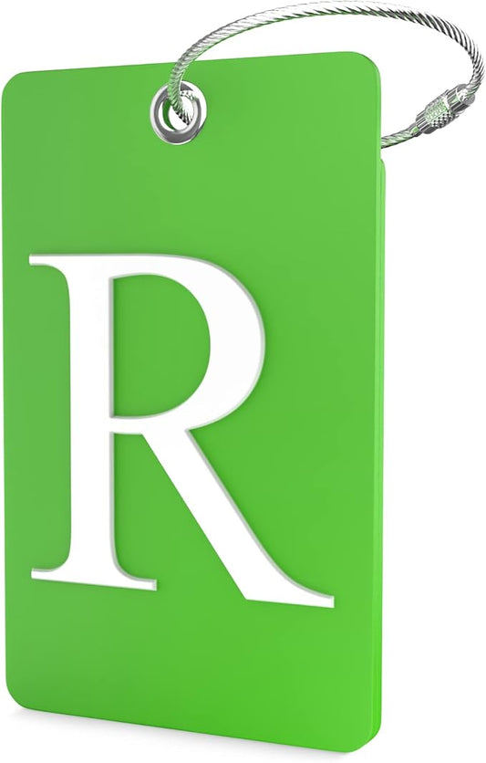 Luggage Tag Initial – Fully Bendable Tag w/Stainless Steel Loop (Letter R)
