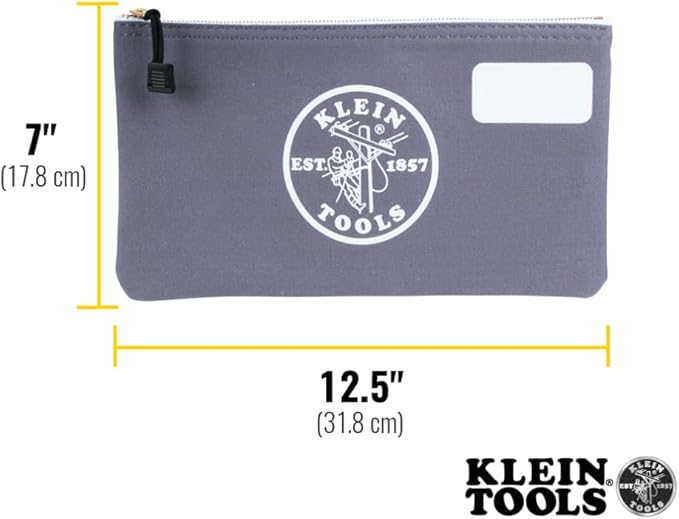Klein Tools 55578 Zipper Bag with Divider, No. 10 Canvas, 7-Inch x 12-1/2-Inch Heavy Duty Tool Bag Organizer, Multipurpose for Tools to Crafts
