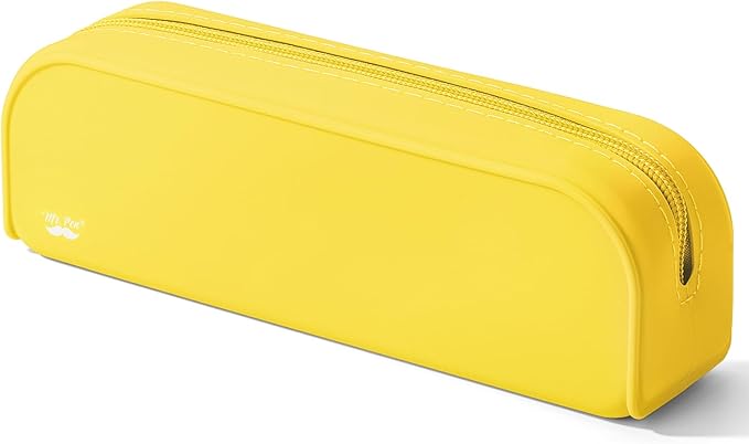 Mr. Pen- Silicone Pencil Case Pouch, Yellow, Aesthetic Multipurpose Design, Aesthetic Pencil Case Small, Silicone Makeup Bag