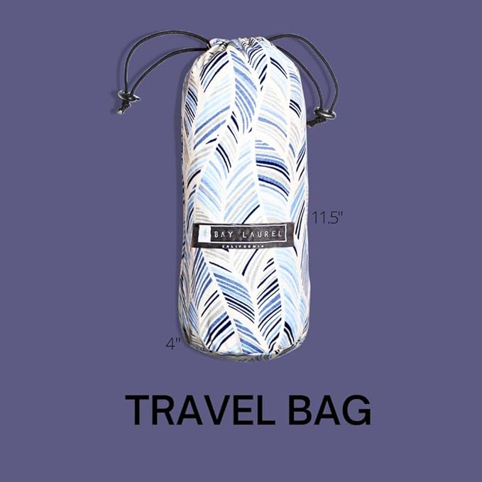 BAY LAUREL Turkish Beach Towel with Travel Bag 39 x 71 Quick Dry Sand Free Lightweight Large Oversized Towels Light - (Dark Blue with Blue Floral Bag)