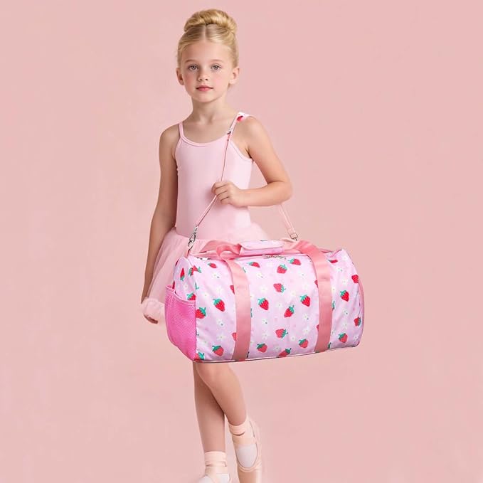 Gym Travel Duffle Bag for Girls - Gymnastics Sports Dance Bag with Shoe Compartment & Wet Pocket Panda Kids Travel Bag Teens Weekender Sleepover Carry On Bag