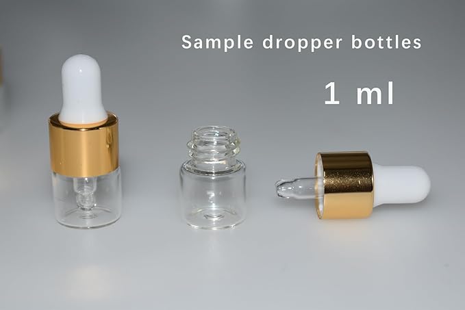 Small Dropper Bottle, 10pcs 1ml Mini Sample Dropper Bottles Mini Makeup Containers for Travel Liquids Tiny Glass