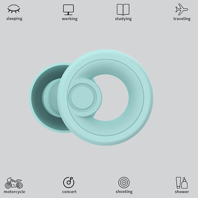 Ear Plugs for Noise Cancelling Ear Protection EarPlugs for Sleep,Concerts,Work,Study,8 Size Eartips with Small Box,Perfect -30dB Silicone Earplugs for Noise Reduction T-Blue