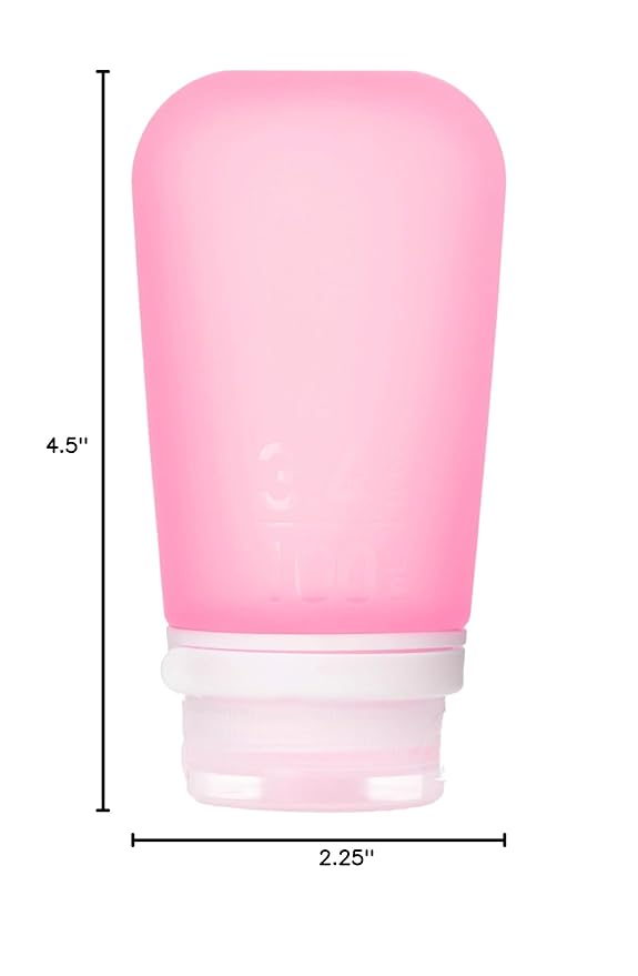 humangear GoToob+ (Large) | Refillable Silicone Travel Bottle | Locking Lid | Food-Safe Material | Pink, Large (3.4 fl.oz.; 100ml)