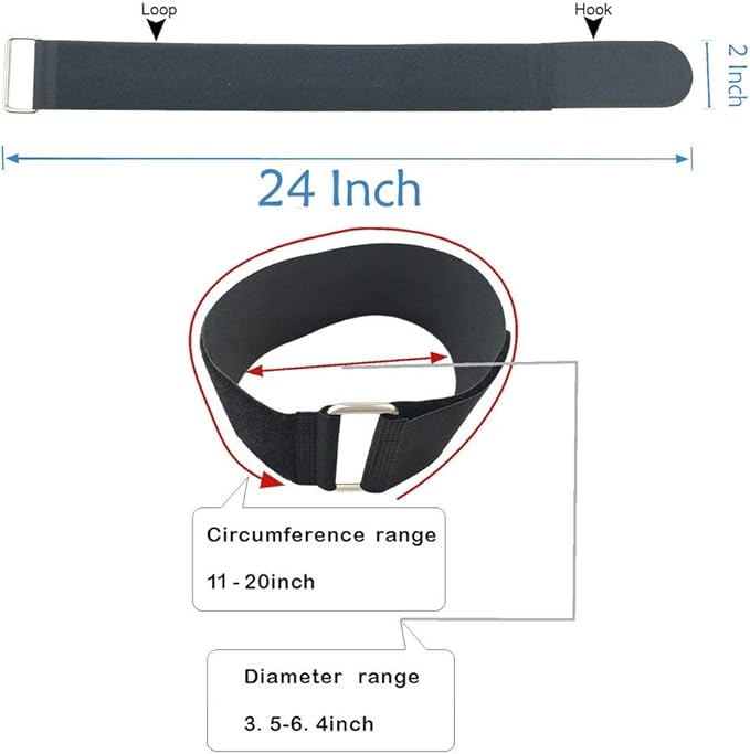 YiwerDer 6Pcs 24" x 2" Nylon Heavy Duty Reusable Hook and Loop Cinch Straps, Adjustable Fastening Securing Cable Straps, Black