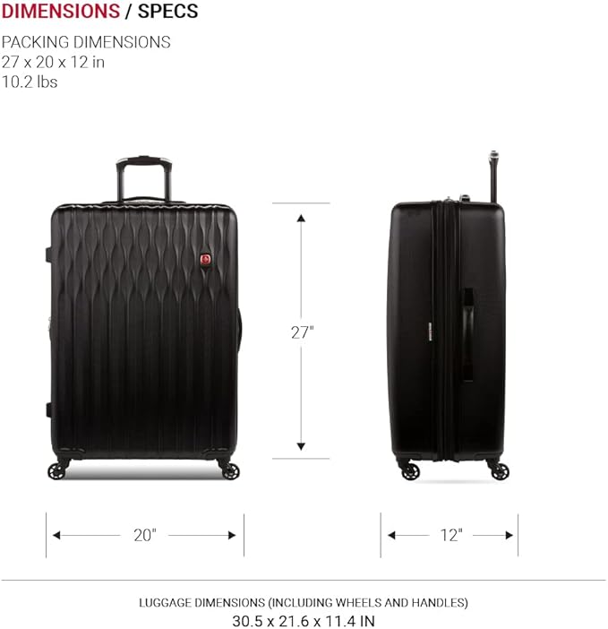 SwissGear 8018 Expandable Luggage, Hard Shell Large Luggage with Spinner Wheels