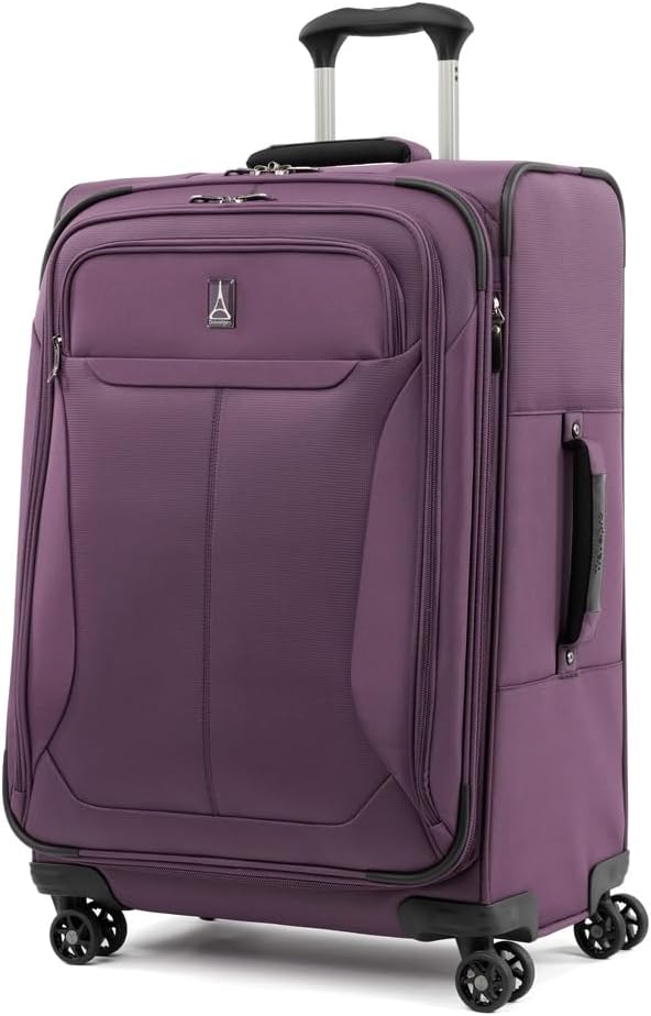 Travelpro Tourlite Softside 2-Piece Set, Expandable Luggage, 4 Spinner Wheels, Lightweight Suitcase, 21" Carry-On, 25" Checked Medium, Deep Purple