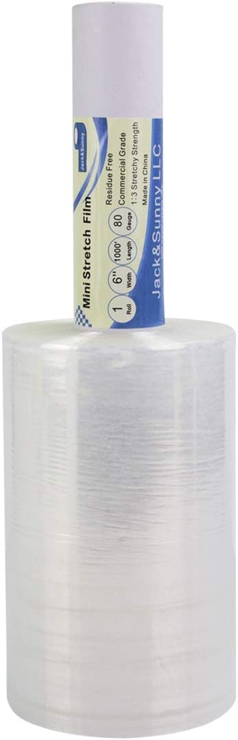 Clear Stretch Wrap 6"×1000' Plastic Wrap Roll for Moving Shipping Wrap,Industrial Strength Shrink Packing Wrap Heavy Duty Stretch Film with Handle