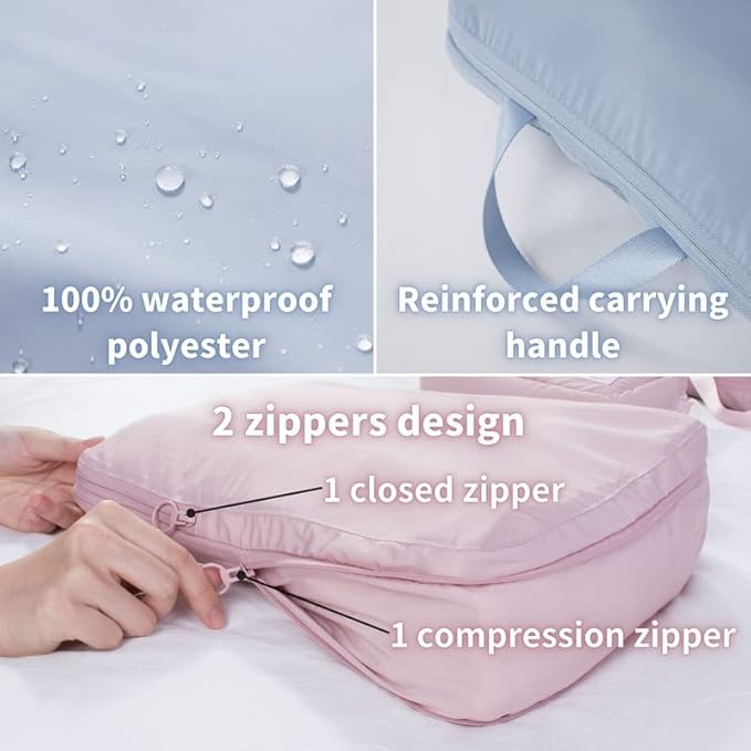 tianzong Compression Packing Cubes for Suitcases, Luggage Organizer Bags Set for Travel (Grey, 2 Pack Medium)