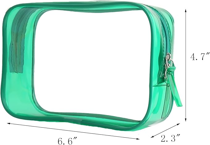 Buminee Clear Pouch Small, Clear Makeup Bag, 6.6"x2.3"x4.7" Size TSA Approved Toiletry Bag, Clear Travel Bags for Toiletries, Clear Cosmetic Bag for Women and Men Small-1 Pack Green