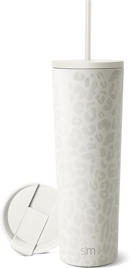 Simple Modern Classic Tumbler with Straw Lid | Insulated Iced Coffee Cup Reusable Stainless Steel Water Bottle Travel Mug | Gifts for Women Men Her Him | 28oz | Cream Leopard