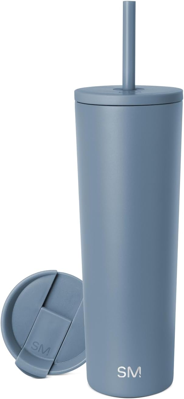 Simple Modern Classic Tumbler with Straw Lid | Insulated Iced Coffee Cup Reusable Stainless Steel Water Bottle Travel Mug | Gifts for Women Men Her Him | 28oz | Blue Dune