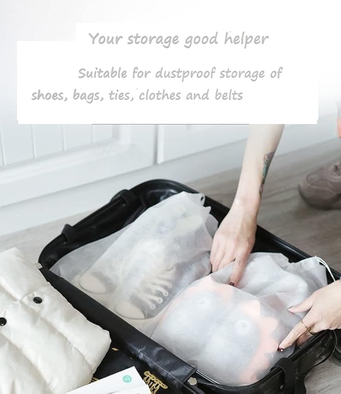 30 eco-friendly travel shoe bag storage bags, non-woven breathable dust-proof bag with rope, suitable for storing shoes and bags, isolate dust and keep shoes and bags clean and tidy. (15.7inX19.68in)