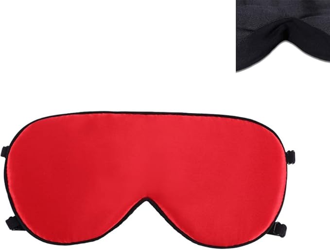 ALASKA BEAR Sleep Mask 2 Straps, Mulberry Silk, Twin Thin Elastic Bands Stay Put All Night, Super-Smooth Slim Eye Mask Two Adjustable Head Strings and Nose Baffle(Red)