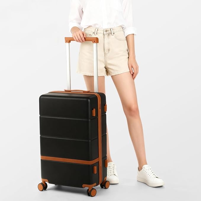 Luggage Sets, 2 Piece Suitcase set with wheels Tsa Lock 20/24 inchi Hardshell Waterproof Travel Suitcases luggage for Women/Men/Family（Black