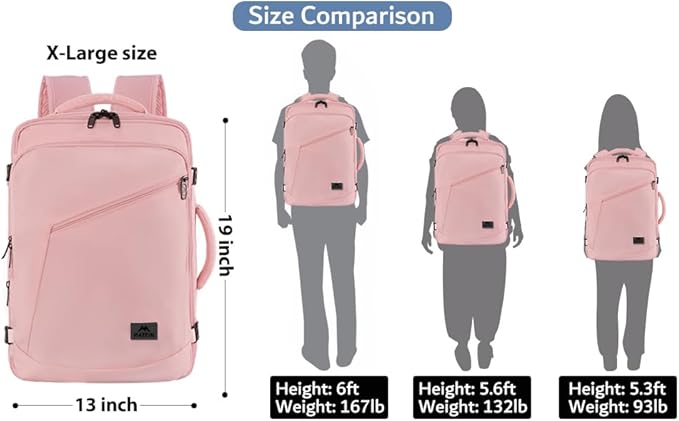 MATEIN Womens Travel Backpack, Extra Large Carryon Backpack Fits Overhead Bin, Cute Weekender Daypack for Travel on Airplane, Traveling Accessories for Women, Pink