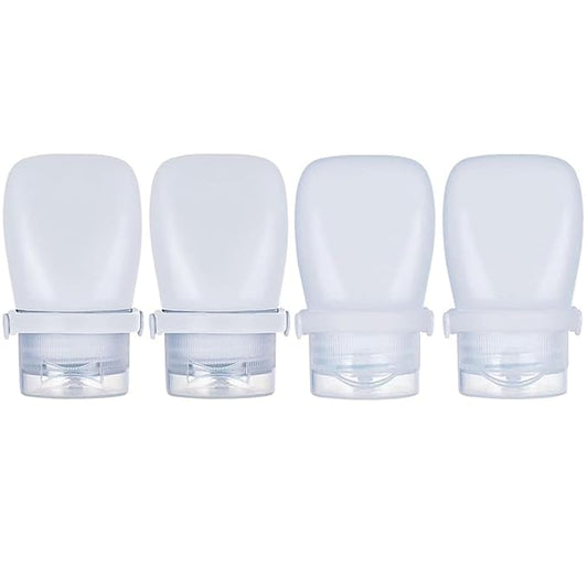 2 oz Silicone Travel Bottles, Leakproof Squeeze Bottle Mini Travel Size Container for Toiletries Lotion Shampoo and Conditioner Liquid Salad Dressing to go Condiment, TSA Approved, 4 Pack