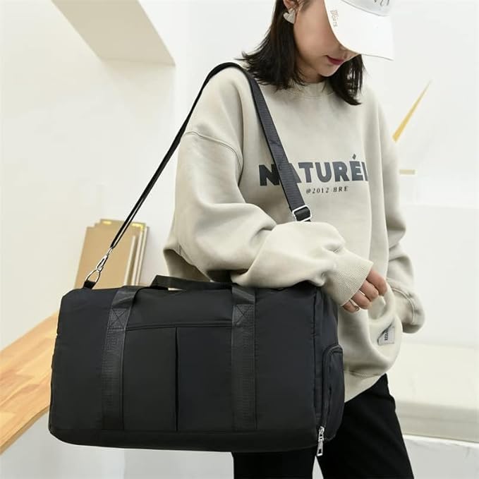 Men and Women's Travel Bag With Shoe Compartment Sports Tote Gym Bag Weekender Overnight Shoulder Bag Large