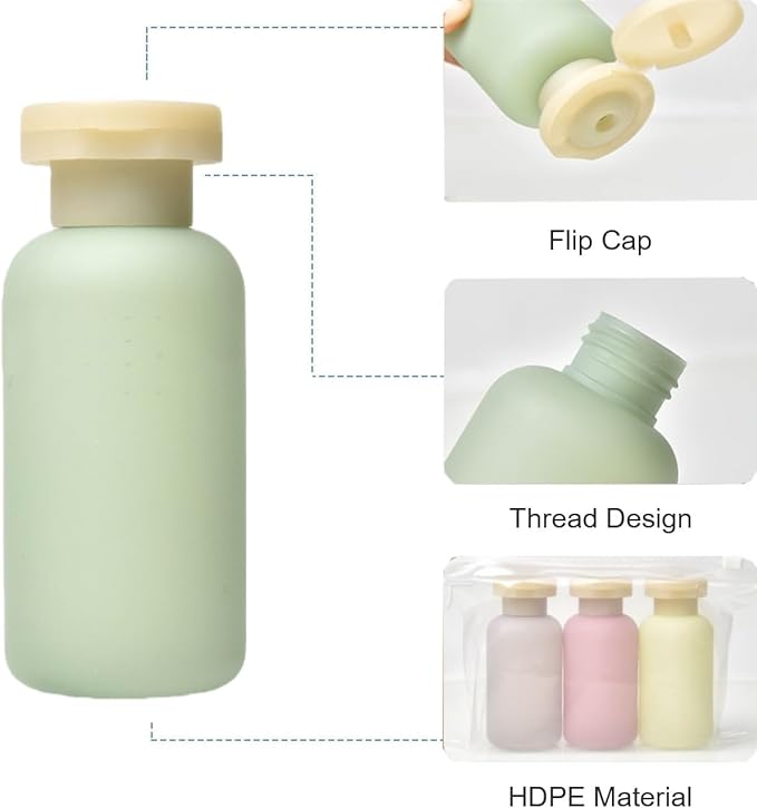 3.4oz Travel Shampoo Bottle with Flip Cap, Leak Proof Plastic Squeeze Bottles, Reusable Empty Travel Shampoo and Conditioner Bottles for Creams, Lotion, Foundation, Conditioner (Garden Series, 4Pcs)