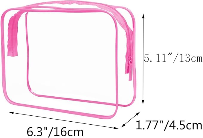Buminee Clear Travel Bags for Toiletries, Makeup Bags, Toiletry Bag, 3 Pack Multipurpose Transparent TSA Cosmetic Bag Clear Pouch For Traveling-Plum
