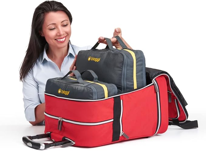 Biaggi Double Deck Compression Packing Cube –2-in-1 Expandable Travel Organizer with Integrated Shoe Cube Compartment – Lightweight Packing for Carry-On or Suitcase