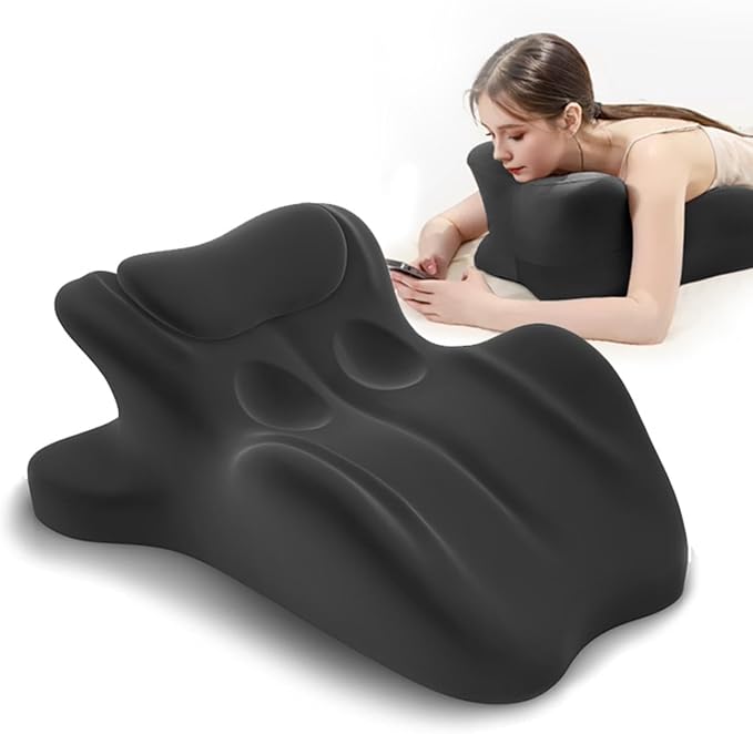 Ergonomic Memory Foam Wedge Pillow, 27° Angled Support for Neck and Waist, Multi-Position Support Pillow (Black)