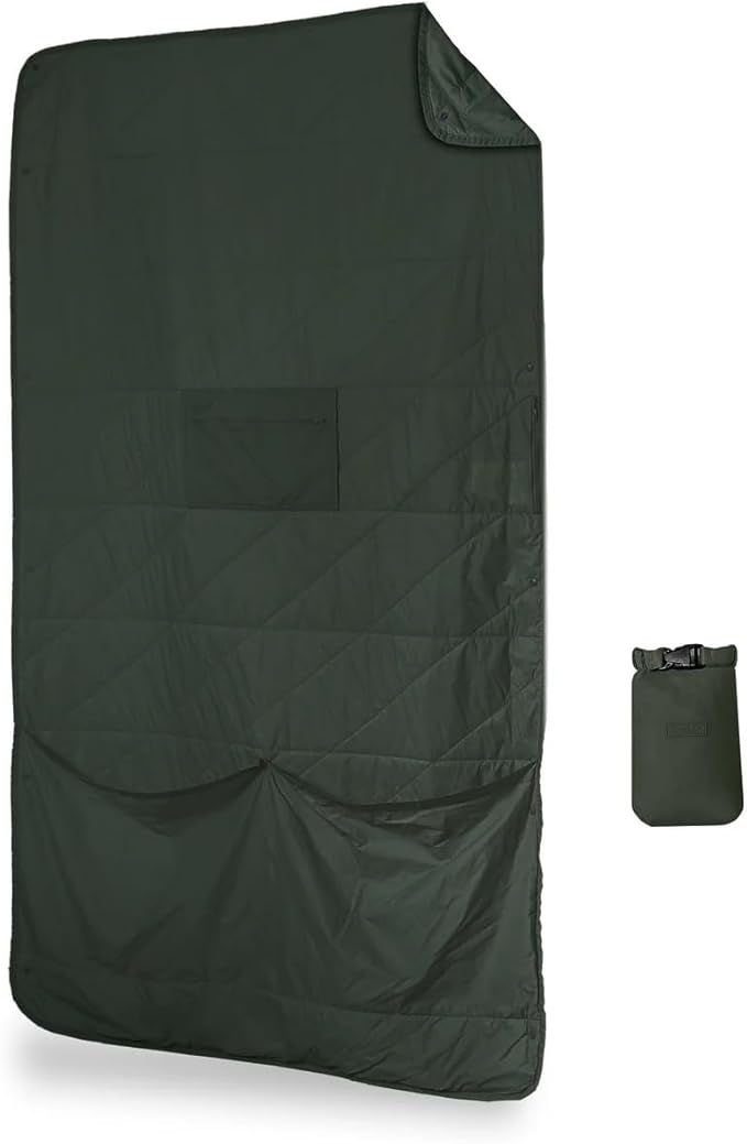 Gravel Layover Travel Blanket – Ultra-Light Compact Blanket for Camping and Outdoor Adventures - Down Alternative Portable Travel Blanket for Layovers & Road Trips (Spruce)