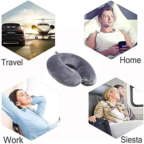 Travel Pillow, 100% Pure Memory Foam Neck Pillow, Suitable for Airplanes, Cars, Trains, Office Naps, Home Lounge Chairs, Removable and Washable Pillow Cover (Gray)