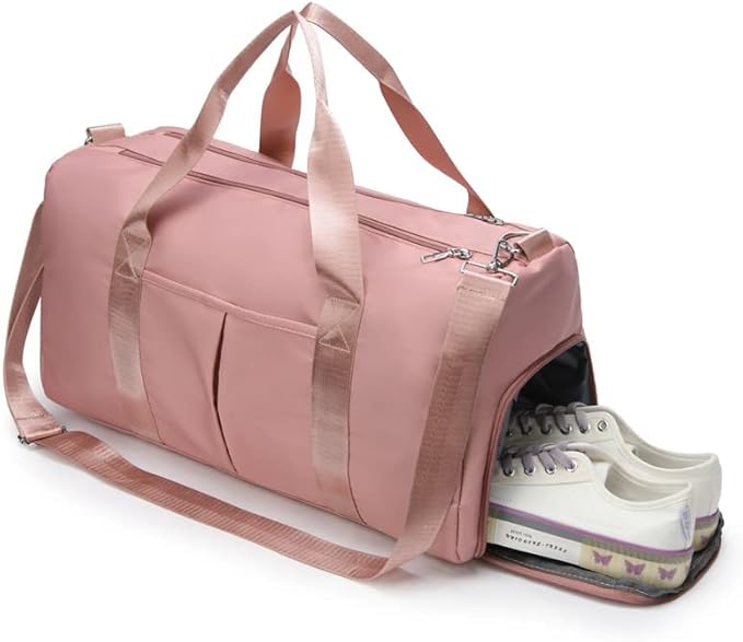Men and Women's Travel Bag With Shoe Compartment Sports Tote Gym Bag Weekender Overnight Shoulder Bag Large
