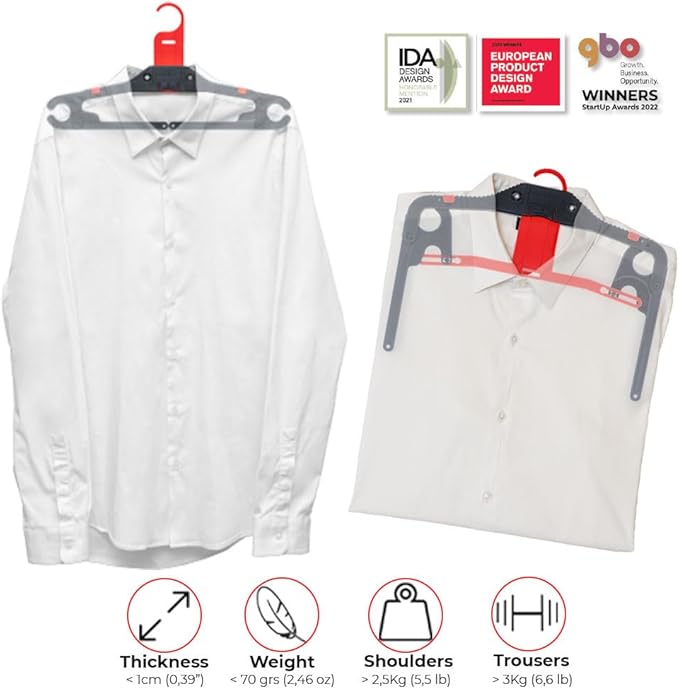 Travel Hangers | Space Saving Design|Lightweight | Prevents Wrinkles and Creases | 3 Pack