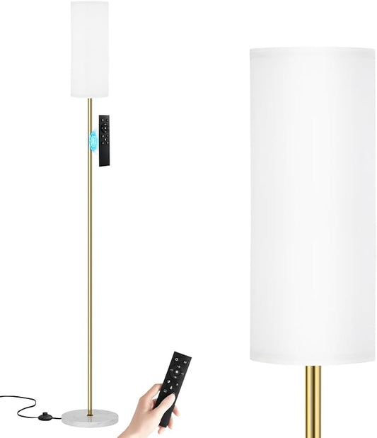 64'' Floor Lamps for Living Room with Remote Control and Stepless Dimmable Colors Temperature & Brightness, Gold Standing Lamp with White Marble Base