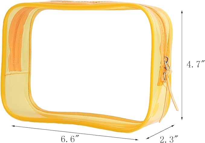 Buminee Clear Pouch Small, 6.6"x2.3"x4.7" Size TSA Approved Toiletry Bag, Travel Bags for Toiletries, Cosmetic Bag for Women and Men - 1 Pack Yellow