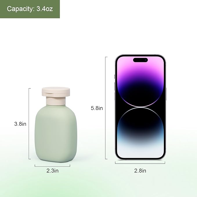 3.4 oz Small Plastic Travel Shampoo Bottles, Empty Plastic Squeeze Bottles with Flip Cap for Toiletries, Leakage-proof Travel Shampoo and Conditioner Bottles (4 pack, Green)