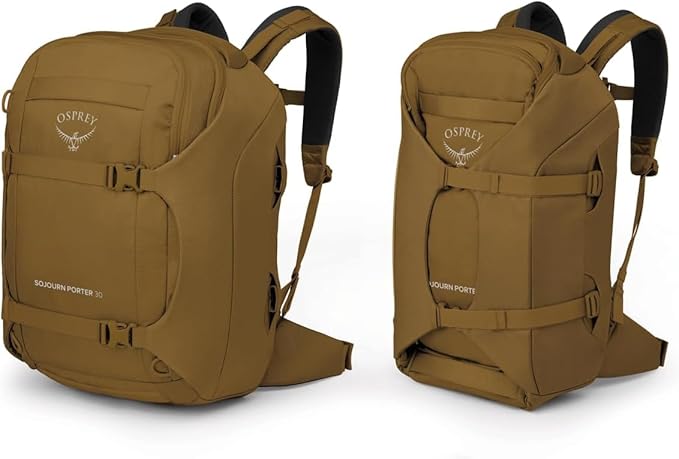 Osprey Sojourn Porter 30L Travel Backpack - Carry-On Compliant Luggage with StraightJacket Compression and Padded Laptop Sleeve - Durable Pack for International or Urban Travel, Brindle Brown