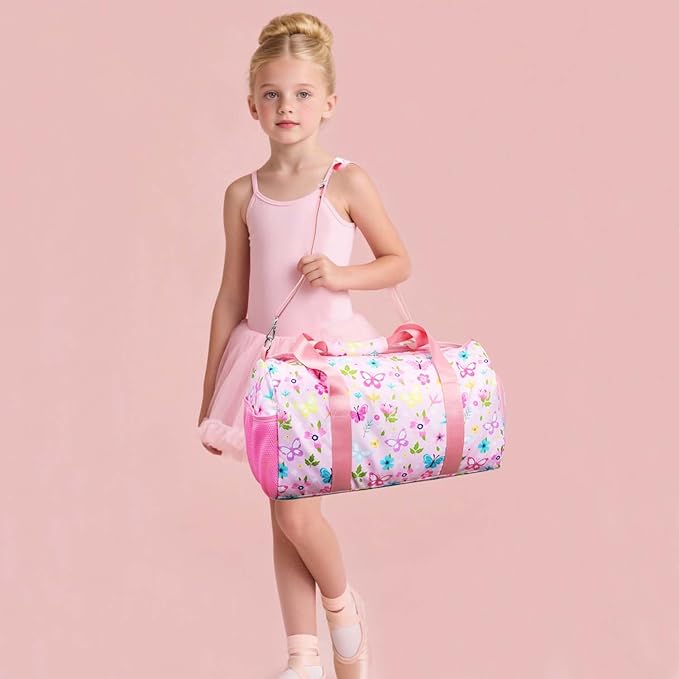 Gym Travel Duffle Bag for Girls - Gymnastics Sports Dance Bag with Shoe Compartment & Wet Pocket Starry Sky Kids Travel Bag Teens Weekender Sleepover Carry On Bag