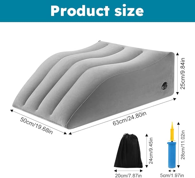 Leg Elevation- Pillows for After Surgery, Inflatable Wedge Pillows for Sleeping, Swelling, Circulation, Bolster Pillow Pain Reliefs for Legs Back for Pregnant, Surgery and Injury(grey,Size:as shown)
