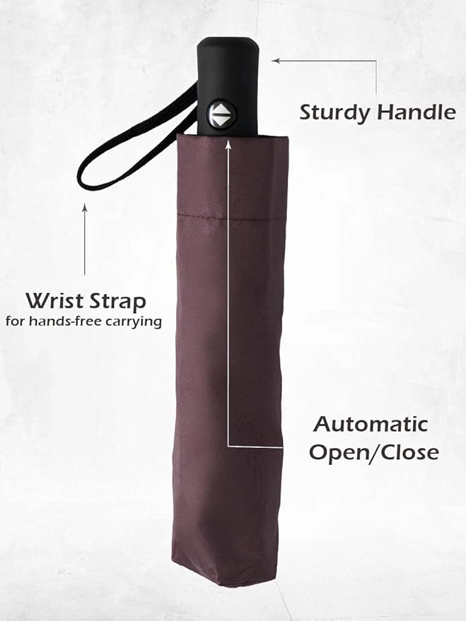 Windproof Travel Umbrella - Compact, Light, Full Automatic Open/Close - Folding Backpack Umbrella for Rain & Sun UV Preotection For Men & Women, Unbreakable 8 Fiberglass Ribs UK Design