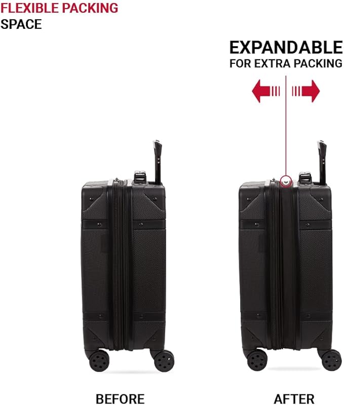 SwissGear 7739 Hardside Luggage Trunk with Spinner Wheels, Black, Carry-On 19-Inch