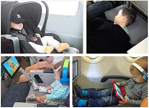 Inflatable Travel Foot Rest Pillow, Adjustable Height Leg Rest Pillow for Cars, Home, Office, Trains, Airplane, Make a Flat Bed for Baby, Kids, Toddlers, Grey, 1 Pack